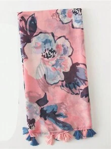 Women's Floral Print Tassel Scarf, Beach Shawl, Suitable For Daily Use - Multicolor - View 6