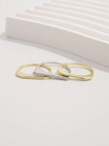 A Set Of Elegant, Simple, Fashionable And Exquisite 925 Silver Artificial Zirconia Three-Layer Stacking Design Ring, Suitable For Women To Wear Daily, Attend A Party, Date And Enhance Their Elegant, As Well As A Gift - Set Of Rings - View 3