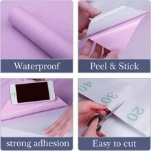1 卷紫色自粘墙纸 DIY 防水、防潮、耐磨、可移除贴纸，非常适合家庭装饰、墙壁、家具等、翻新贴纸可剥离墙板、墙纸、壁纸、春季装饰品让您的家焕然一新、拉玛装饰贴纸 - 紫色 - 查看 10