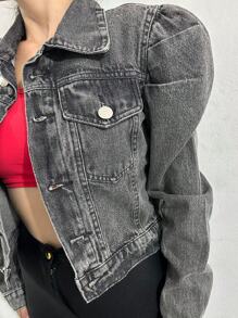 Women Denim Jackets & Coats - 深灰色 - 查看 3