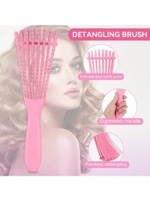 Juego de cepillo de cabello con peine para peinado que incluye 1 botella de spray de 200ml, cepillos desenredantes para mujeres, hombres y niños con cabello rizado, que incluye: 1 cepillo doble cara, 1 cepillo de cerdas, 1 peine de púas