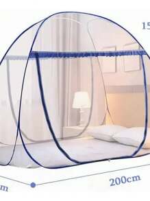 Mosquitera Pabellon Cama 1.8*2*1.5m Plegable 2 Puertas Abajo - Azul - Ver 5