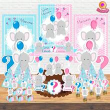 Kit Decoração Festa Chá Revelação Elefantinho 78 Itens. - Azul - Visão 1