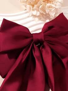 1 pieza Clip de pelo con moño color rojo vino para mujer, elegante accesorio de pelo a la moda para decoración diaria, lindo para Halloween - Burdeos - Ver 7