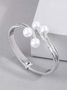 1pc Fashionable & Concise Cross Design Open Cuff Bracelet For Women - Yellow Gold - View 14