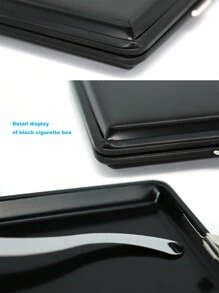 1pc Men's Fashionable Stainless Steel Solid Color Cigarette Case For Daily Use. Suitable For Both Men And Women. - Black - View 5