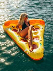 1pc Pizza Slice Inflatable Float With Drink Holder, Multi-Person Thickened Inflatable Lounger For Adults, Random Style Beach Essentials Swimming Games - Multicolor - View 3
