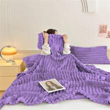 1 件纯色可爱毛绒毯，柔软亲肤毛绒毯，多尺寸、多功能毯，适用于旅行、空调、夏季、床、沙发、户外、办公室、卧室装饰、全年使用，是送给朋友和家人的完美礼物 - 彩色 - 查看 2