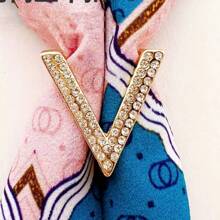 Triple Circle Scarf Buckle, Stylish Cross-Shaped Hollow Out, Sweet Water Droplet Shaped Pearl & Crystal Decor Shawl Pin - Multicolor - View 5