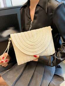 1入組（10.63英寸×7.87英寸×0.19英寸）時尚女士單肩包,輕便防水,編織包,大容量,可調節長度的帶子,適用於旅行,度假,女士休閒單肩袋 - 白色 - 查看 4