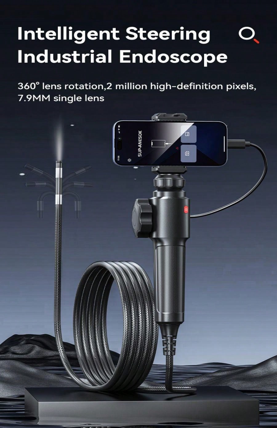 2Way Articulating Borescope For Android Phones And IPhones 8mm Camera