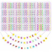 5款樣式～1300/1400顆字母珠子,a-z字母塑膠珠套裝,心形珠子用於手鐲製作 - 彩色 - 查看 4