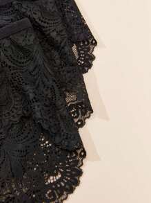 APRSEA 3pcs Women's Lace Panties, Minimalist & Comfortable, High-Waist Briefs - Black - View 6