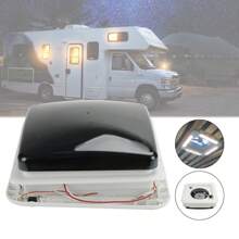 11" RV Caravan Roof Vent 3-Speed Motor RV Fan 12V Skylight With LED Light - Black - View 1