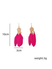1pair Fashionable Feather Earrings In Various Colors, Suitable For Women's Daily Wear And Holiday Style - Feather - View 10