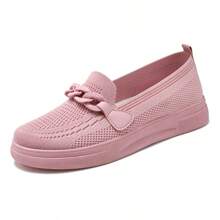 Women's Mesh Breathable Low-Heeled Flat Shoes With Comfortable Grey Color For Spring, Summer And Autumn