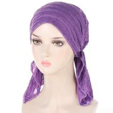 New Style Solid Color Cowhide Layered Bow-Knot Design Cap, With Hidden Hair Tie Bonnet Hair Bonnet Turban Winter Fall,Summer,Beach,Hat,Holiday,Travel - A - View 15