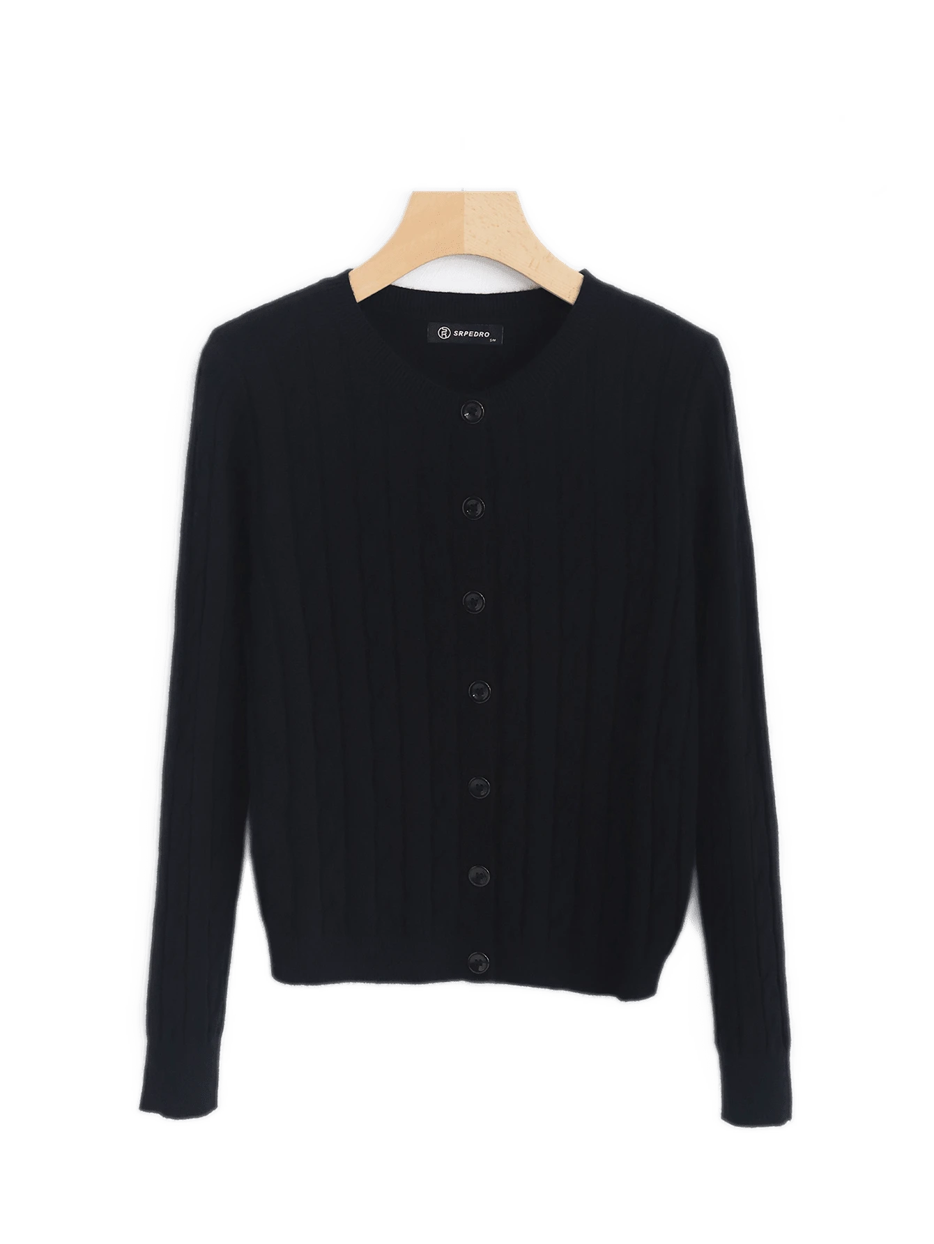 Suéter De Punto Clásico Texturizado Con Botones Delanteros - Cárdigan Trenzado Cuello Redondo Y Manga Larga - Disponible En Varios Colores - Para Cualquier Estación Del Año - Fácil De Combinar - Negro - Ver 1