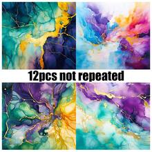 12 Hojas/paquete Papel De Material Morado, Verde Y Dorado Con Lámina Para Álbum De Fotos Hecho A Mano Y Diario Con Estilo, Lujoso Y Popular - Multicolor - Ver 5