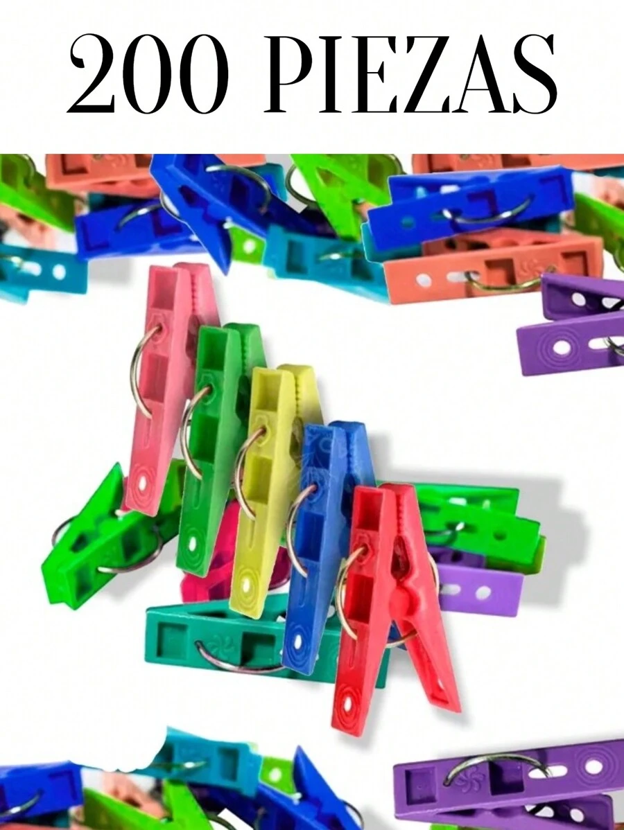 200 Colorful Plastic Clothespins Clothesline Clips - High Quality Assorted Colors - 彩色 - 查看 1