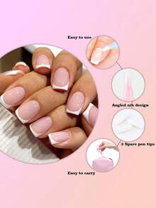 指甲油卸除筆,指甲油更正筆,指甲油美甲修正筆可存儲卸妝液 - 粉色 - 查看 6