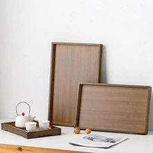 1 套 12.2/16.1/18.1 英寸木制托盘，家用矩形木制托盘，茶、杯子、小吃、甜点、商用餐盘 - 棕色 - 查看 2