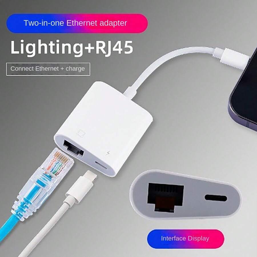 Adapter For Lightning/TypeC To Adapter With Lightning Charging Port, 100 Mbps