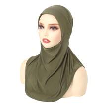Plain Inner Cap Head Scarf With Elastic Neck Cover And Head Wrap For Women - Multicolor - View 9