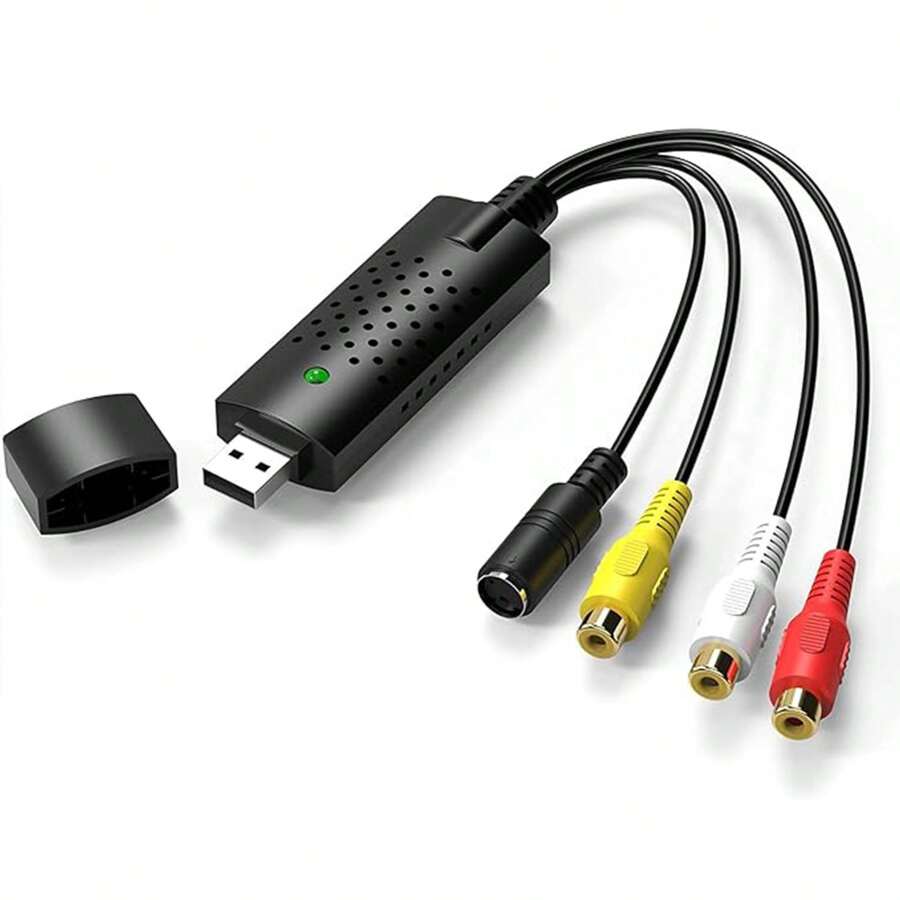 USB 2.0 Audio Video Grabber Converter-VHS Digitize And Edit Videos From Any Analog Source Including VCR VHS DVD Video Recorder For Windows11/10/8/7 - Black - View 1