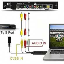 USB 2.0 Audio Video Grabber Converter-VHS Digitize And Edit Videos From Any Analog Source Including VCR VHS DVD Video Recorder For Windows11/10/8/7 - Black - View 5
