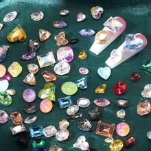 50入組彩色尖底指甲鑽石，指甲寶石，指甲水晶鑽石，可愛的蝴蝶星心幾何多種形狀鑽石。裝飾鑽石手工藝品，提供指甲用品DIY - 彩色 - 查看 5