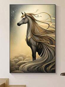 1入組馬匹馬畫畫布海報和印刷品牆藝術照片,可用於客廳臥室裝飾,節日禮物無框裝飾 - 彩色 - 查看 2