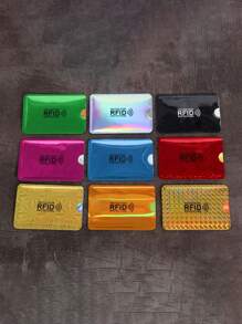 5 piezas de fundas de tarjeta de aluminio bloqueadoras de RFID/NFC, protectores de tarjetas de crédito/débito anti interferencias, de vuelta a la escuela - Negro - Ver 2
