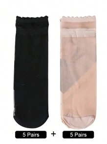 Set De 10 Pares De Medias Ultrafinas Y Transpirables Para Mujer Para El Verano