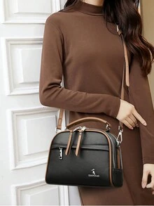 1 Miếng ( ) Đúng mốt chất liệu da PU Của phụ nữ Túi xách tay , Có thể điều chỉnh Dây đeo vai , Bền chặt Chất liệu , Kim loại Đồ trang trí , Thích hợp Đối với Làm Việc  Du lịch Túi đeo chéo - màu đen - Xem 4