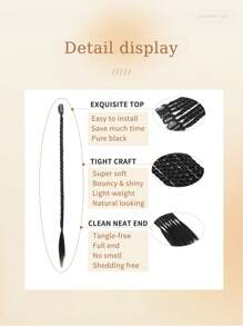5 Pieces Black Grey Jacque Clip Braid Chemical Fiber Hair Extensions Suitable For Women Holidays And Daily Wear Clip Hair Braid Hair Extensions Accessories High Temperature Silk Chemical Fiber Extension For Christmas New Year Carnival Music Festival Use - Black - View 8