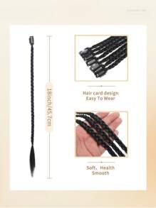 5 Pieces Black Grey Jacque Clip Braid Chemical Fiber Hair Extensions Suitable For Women Holidays And Daily Wear Clip Hair Braid Hair Extensions Accessories High Temperature Silk Chemical Fiber Extension For Christmas New Year Carnival Music Festival Use - Black - View 4