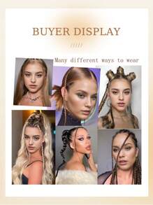 5 Pieces Black Grey Jacque Clip Braid Chemical Fiber Hair Extensions Suitable For Women Holidays And Daily Wear Clip Hair Braid Hair Extensions Accessories High Temperature Silk Chemical Fiber Extension For Christmas New Year Carnival Music Festival Use - Black - View 9