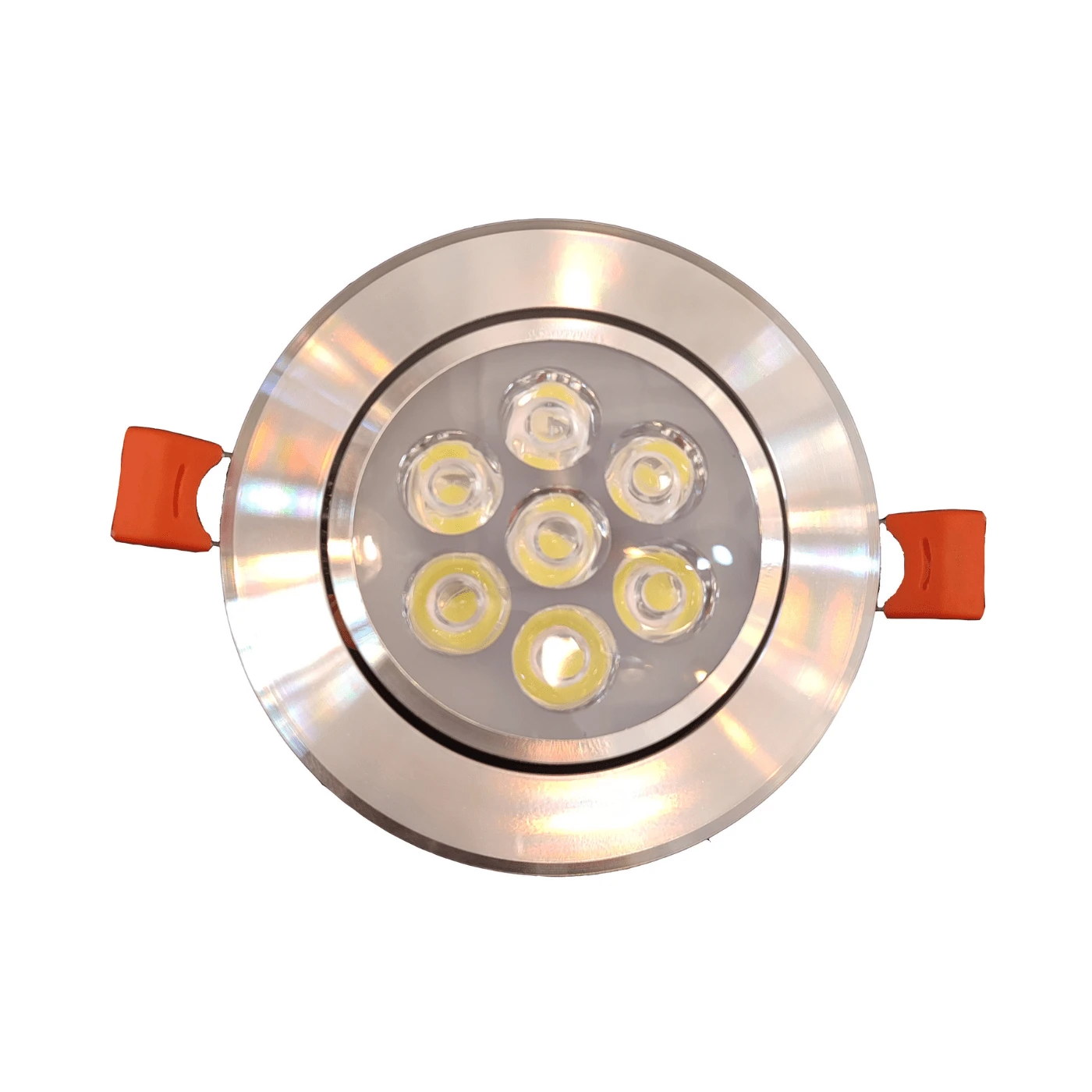 Spot Led 7W Embutir Redondo Alumínio Dicroica Direcionável Bivolt Acabamento Branco/Prateado - Prata - Visão 1