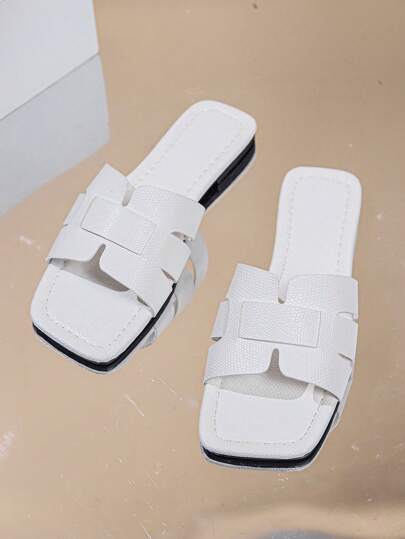 احذية شباشب كاجوال خفيفة الوزن مقاومة للانزلاق والتآكل ذات تصميم مربع للبنات المراهقات، مناسبة للربيع والصيف والعطلات على الشاطئ