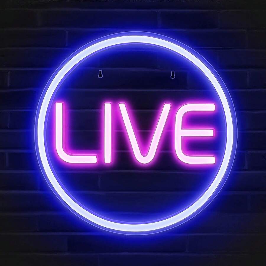 Led Neon Light Sign- Live On Air Cool Live Streaming/Recording Sign- Round Led Sign For Studio, Wall, Bedroom, Game Room Decor - Blue - View 1