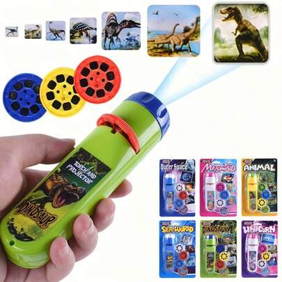 1pc Projection Flashlight Kids Toys, Children Projector Light, Cute Cartoon Dinosaur Animal Space Mermaid Night Photo Light, Bedtime Learning Fun Baby Toys,Powered By 2 AA Batteries (Not Included),Boys Girls Children//Christmas Party Toy Games Gifts,Dinosaur Night Light,Learning,Boys Toy
