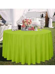 1pc Round Green Tablecloth For Wedding Decoration - Green - View 2