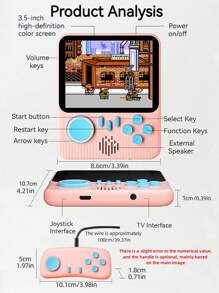1 Pieza Consola De Juego Portátil 666-en-1, Estilo Clásico Y Retro, Mini Reproductor De Juegos De Video Portátil Desde La Infancia, Con Soporte Para Modo De Doble Jugador, Pantalla Grande, Puede Ser Un Regalo Perfecto - Multicolor - Ver 3
