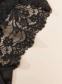 APRSEA 3pcs Women's Lace Panties, Minimalist & Comfortable, High-Waist Briefs - Black - View 8