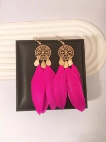 1pair Fashionable Feather Earrings In Various Colors, Suitable For Women's Daily Wear And Holiday Style - Feather - View 8