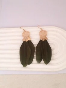 1pair Fashionable Feather Earrings In Various Colors, Suitable For Women's Daily Wear And Holiday Style - Feather - View 9