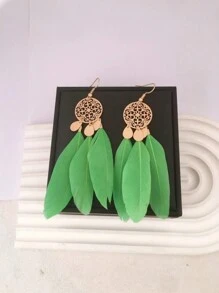 1pair Fashionable Feather Earrings In Various Colors, Suitable For Women's Daily Wear And Holiday Style - Feather - View 7