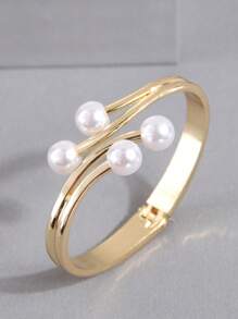 1pc Fashionable & Concise Cross Design Open Cuff Bracelet For Women - Yellow Gold - View 15