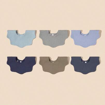 3入組花形圍兜、流口水布和餵食圍兜套裝,適用於男女寶寶,柔軟透氣,適合作為禮物